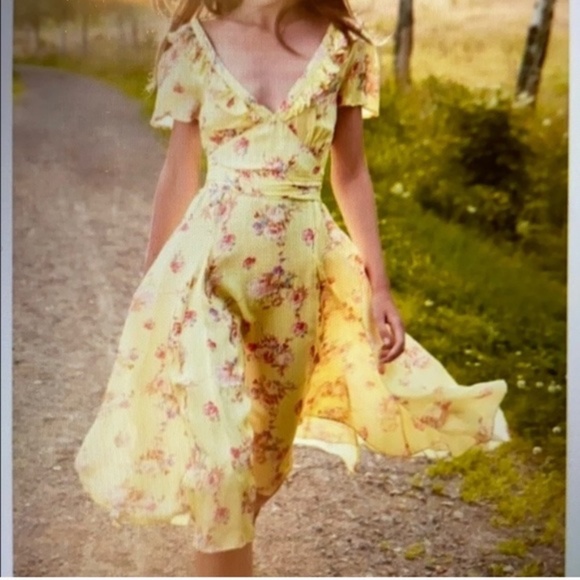 BY TiMo Ruffle Trimmed, Midi-Style Wrap Dress w/ Open Back in Pink NWOT/sz L - Picture 1 of 16
